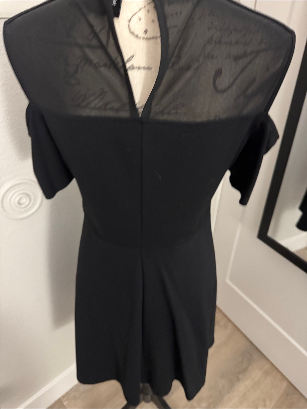 Killstar Black Cold-Shoulder Mesh Yoke Mini Dress - Picture 3 of 5